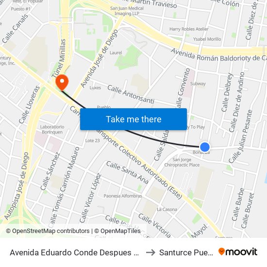 Avenida Eduardo Conde Despues Calle Del Carmen to Santurce Puerto Rico map