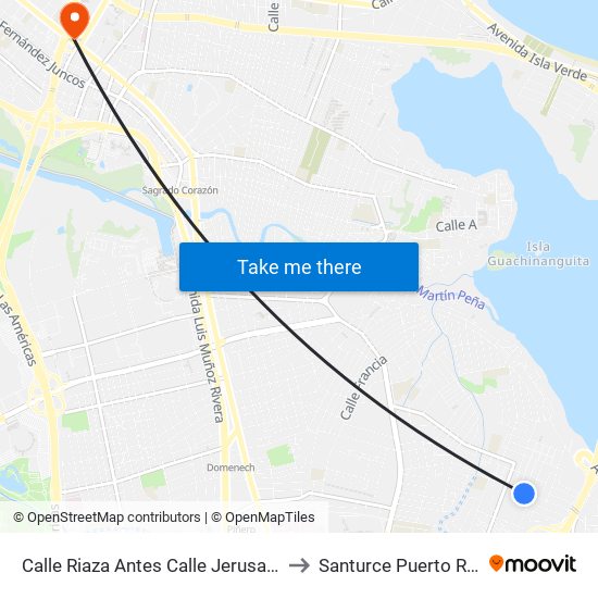 Calle Riaza Antes Calle Jerusalem to Santurce Puerto Rico map