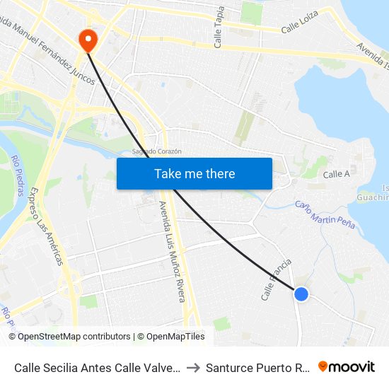 Calle Secilia Antes Calle Valverde to Santurce Puerto Rico map