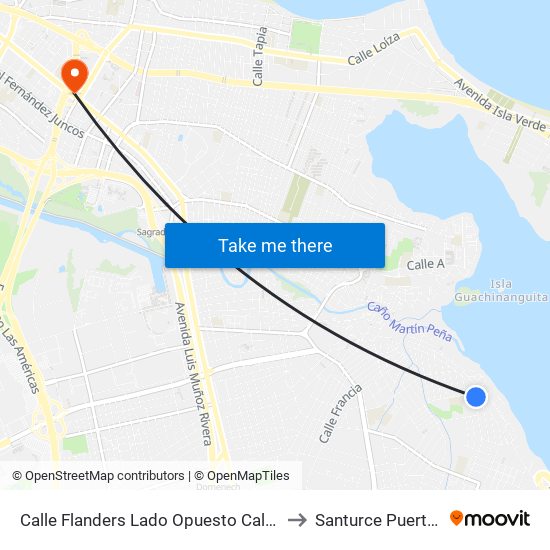 Calle Flanders Lado Opuesto Calle Urdiales to Santurce Puerto Rico map