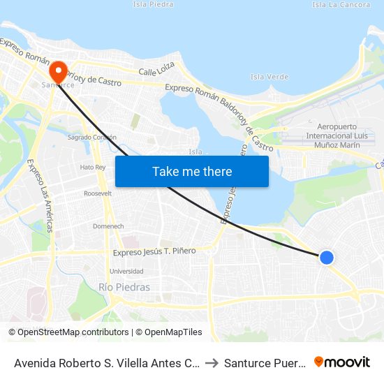 Avenida Roberto S. Vilella Antes Calle Linacero to Santurce Puerto Rico map