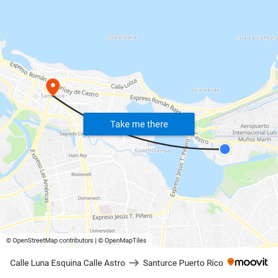 Calle Luna Esquina Calle Astro to Santurce Puerto Rico map