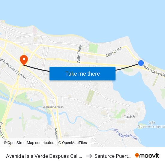 Avenida Isla Verde Despues Calle Nepturno to Santurce Puerto Rico map