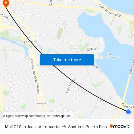 Mall Of San Juan - Aeropuerto to Santurce Puerto Rico map