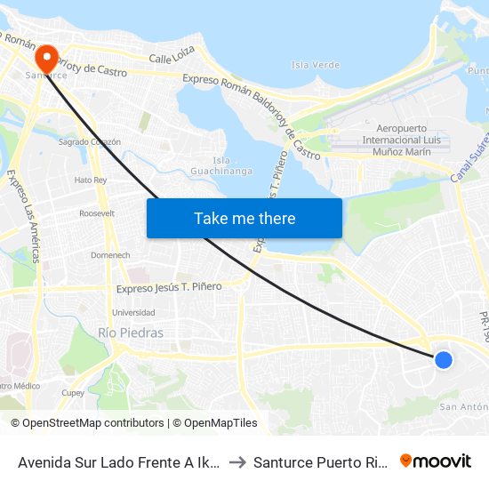 Avenida Sur Lado Frente A Ikea to Santurce Puerto Rico map