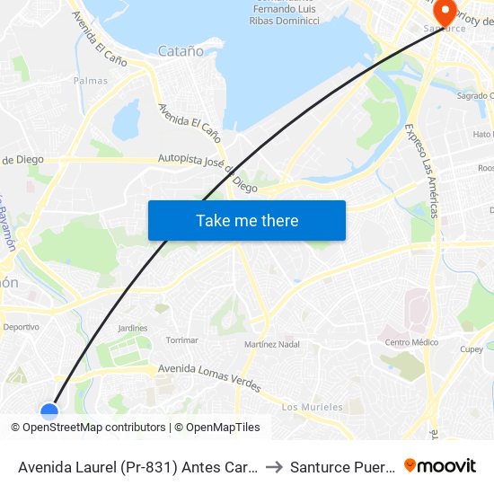 Avenida Laurel (Pr-831) Antes Carretera Pr-174 to Santurce Puerto Rico map