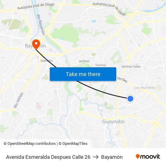 Avenida Esmeralda Despues Calle 26 to Bayamón map