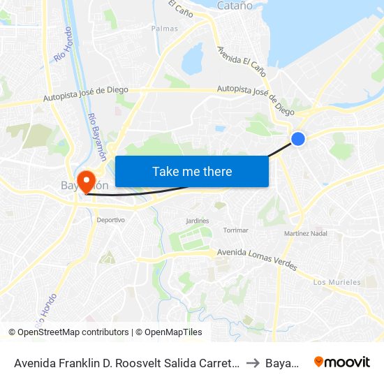 Avenida Franklin D. Roosvelt Salida Carretera Pr-2 to Bayamón map