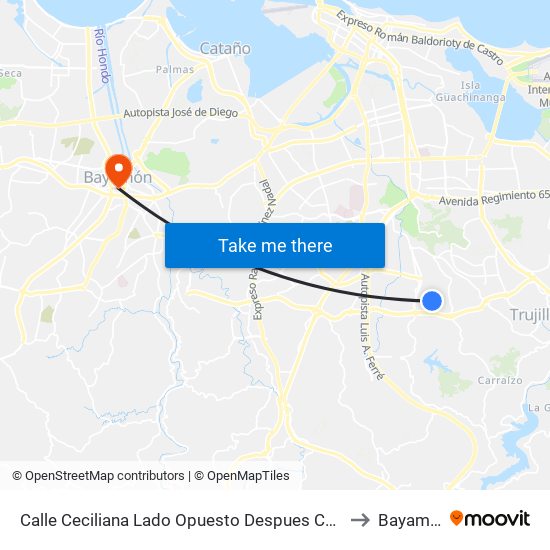 Calle Ceciliana Lado Opuesto Despues Calle 11 to Bayamón map
