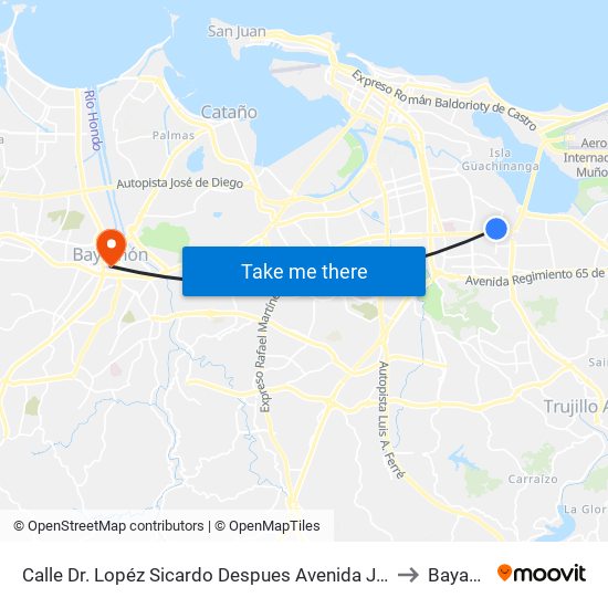 Calle Dr. Lopéz Sicardo Despues Avenida Jesus T. Piñero to Bayamón map