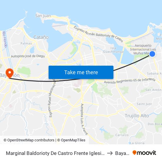 Marginal Baldorioty De Castro Frente Iglesia Fuente Agua Viva to Bayamón map