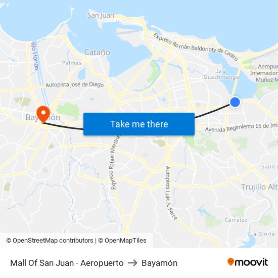 Mall Of San Juan - Aeropuerto to Bayamón map