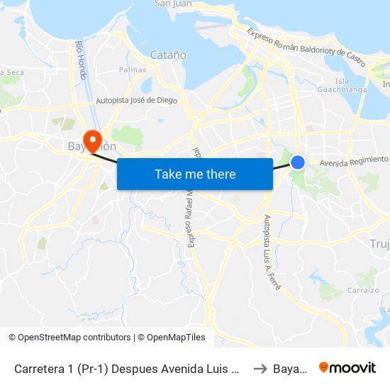 Carretera 1 (Pr-1) Despues Avenida Luis Muñoz Rivera to Bayamón map
