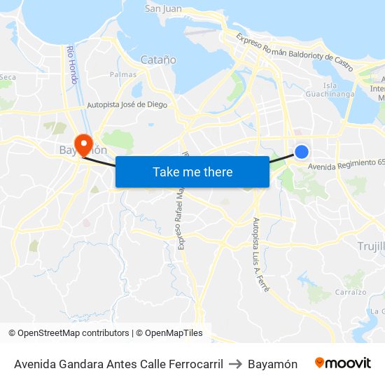 Avenida Gandara Antes Calle Ferrocarril to Bayamón map
