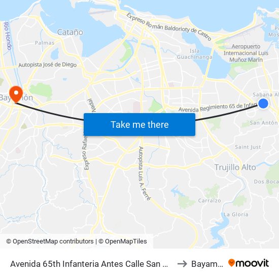 Avenida 65th Infanteria Antes Calle San Marco to Bayamón map