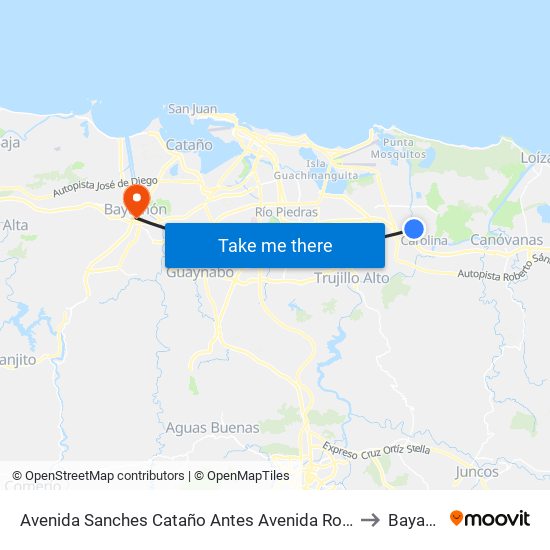 Avenida Sanches Cataño Antes Avenida Roberto Clemente to Bayamón map