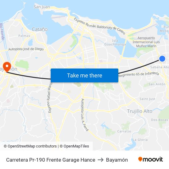 Carretera Pr-190 Frente Garage Hance to Bayamón map