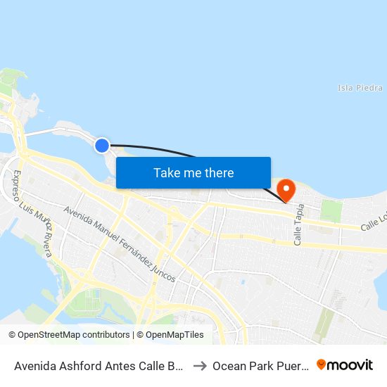 Avenida Ashford Antes Calle Barranquitas to Ocean Park Puerto Rico map