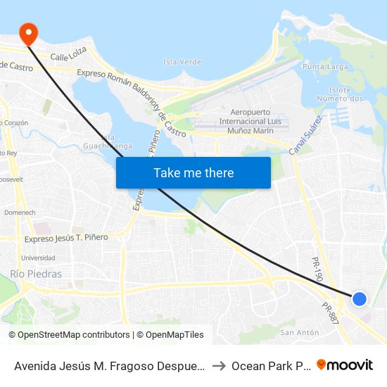 Avenida Jesús M. Fragoso Despues Lado Opuesto Vía 52 to Ocean Park Puerto Rico map