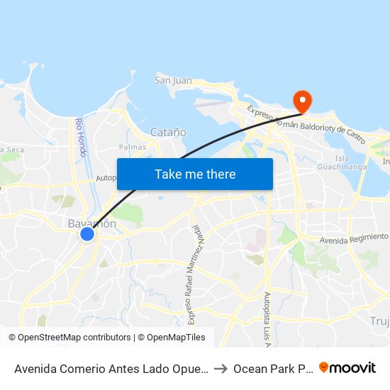 Avenida Comerio Antes Lado Opuesto Calle Manuel Rossi to Ocean Park Puerto Rico map