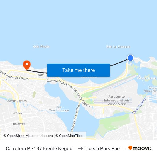 Carretera Pr-187 Frente Negocio El Farol to Ocean Park Puerto Rico map