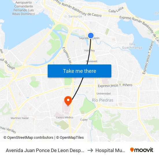Avenida Juan Ponce De Leon Despues Lado Opuesto Avenida Haydee Rexach to Hospital Municipal de San Juan map