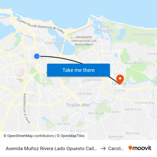 Avenida Muñoz Rivera Lado Opuesto Calle Presidente Ramirez to Carolina, PR map