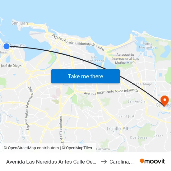Avenida Las Nereidas Antes  Calle Oeste to Carolina, PR map