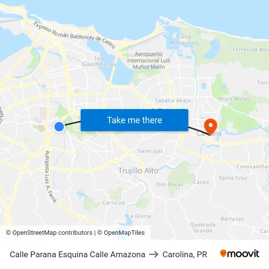 Calle Parana Esquina Calle Amazona to Carolina, PR map