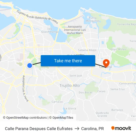 Calle Parana Despues Calle Eufrates to Carolina, PR map