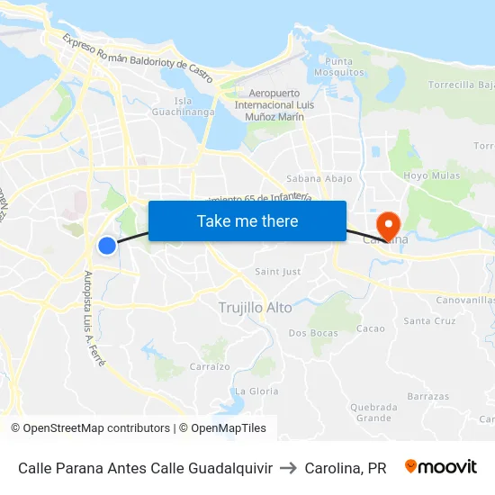 Calle Parana Antes Calle Guadalquivir to Carolina, PR map