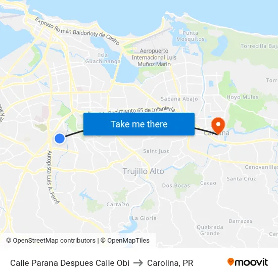 Calle Parana Despues Calle Obi to Carolina, PR map
