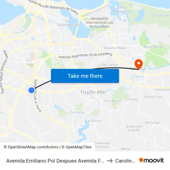 Avenida Emiliano Pol Despues Avenida Felisa R. Gautier to Carolina, PR map