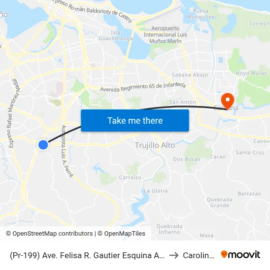 (Pr-199) Ave. Felisa R. Gautier Esquina Avenida Caimito to Carolina, PR map
