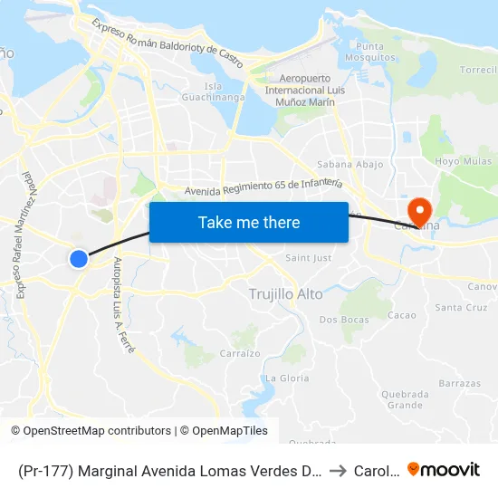 (Pr-177) Marginal Avenida Lomas Verdes Despues (Pr-838) Camino Alejandrino to Carolina, PR map