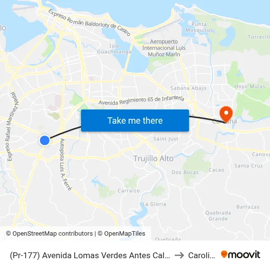 (Pr-177) Avenida Lomas Verdes Antes Calle Chalets De Santa Maria to Carolina, PR map