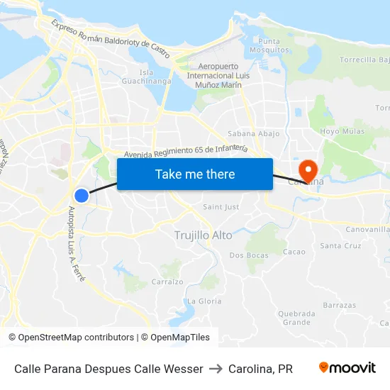 Calle Parana Despues Calle Wesser to Carolina, PR map