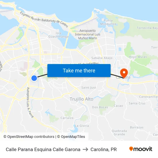 Calle Parana Esquina Calle Garona to Carolina, PR map