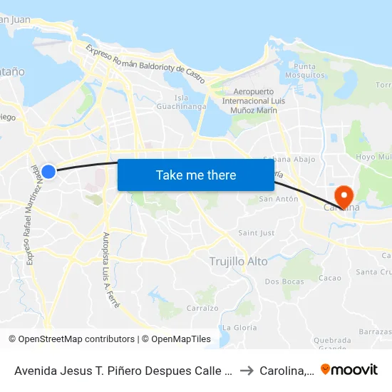 Avenida Jesus T. Piñero Despues Calle Sherman to Carolina, PR map