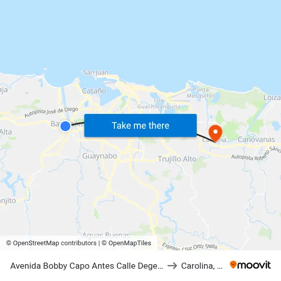 Avenida Bobby Capo Antes Calle Degetau to Carolina, PR map