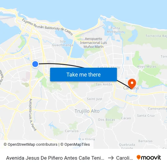 Avenida Jesus De Piñero Antes Calle Teniente César Luis González to Carolina, PR map