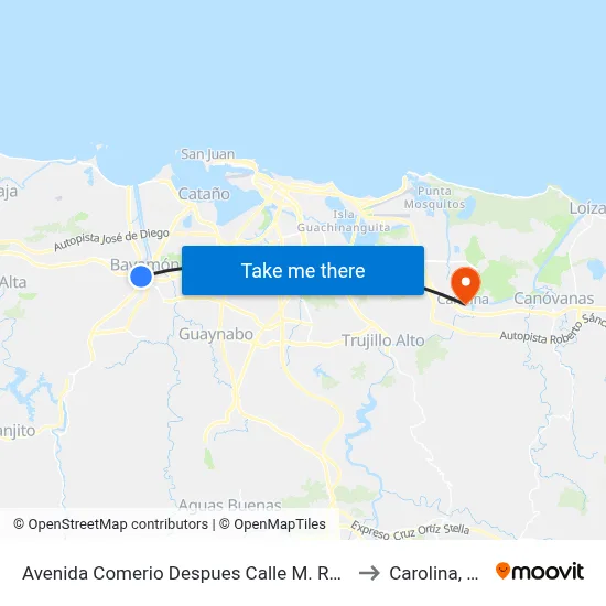 Avenida Comerio Despues Calle M. Rosa to Carolina, PR map