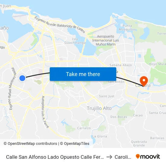 Calle San Alfonso Lado Opuesto Calle Fernando Goméz Acosta to Carolina, PR map