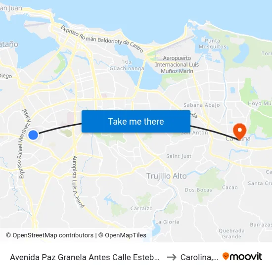 Avenida Paz Granela Antes Calle Esteban Padilla to Carolina, PR map