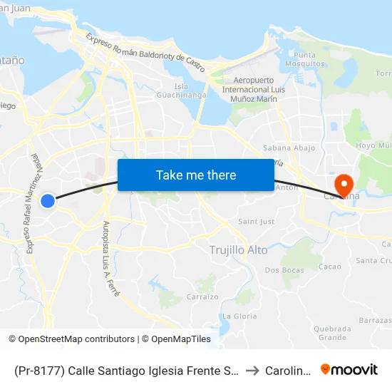 (Pr-8177) Calle Santiago Iglesia Frente Sector Yambele to Carolina, PR map