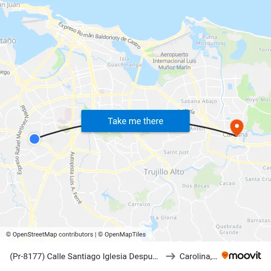 (Pr-8177) Calle Santiago Iglesia Despues Calle 5 to Carolina, PR map