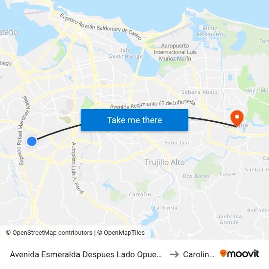 Avenida Esmeralda Despues Lado Opuesto Calle Tropical to Carolina, PR map