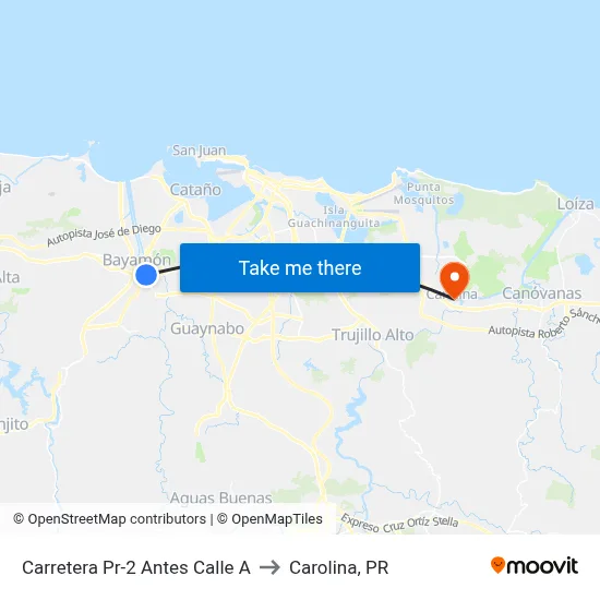 Carretera Pr-2 Antes Calle A to Carolina, PR map