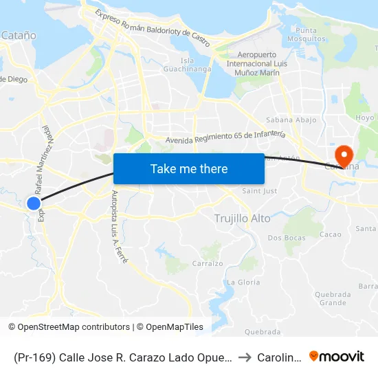 (Pr-169) Calle Jose R. Carazo Lado Opuesto Puesto Total to Carolina, PR map