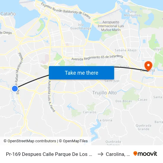 Pr-169 Despues Calle Parque De Los Niños to Carolina, PR map